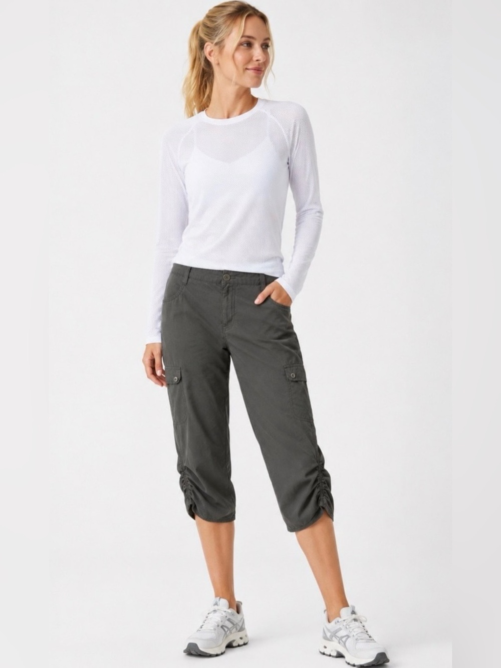 Woolrich Cargo Utility Pant Gray Crop Hiking Active Comfort Trek Capri Womens 12